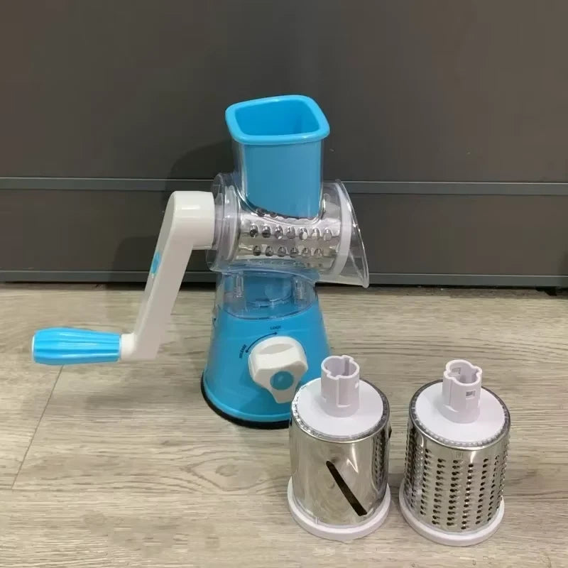 Vegetable Cutter & Slicer Manual Kitchen Cheese Chopper Machine with 3 Sharp Drums Multifunctional