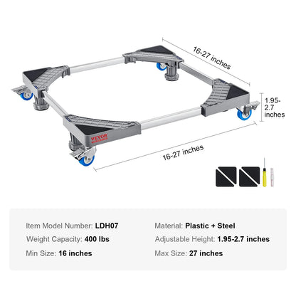 400 lbs Mini Fridge Stand Mover Adjustable Mobile Base with 4 Locking Swivel Wheels for Washing Machine