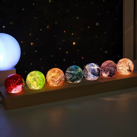 Vintage Glowing Crystal Ball with Colorful Glassand Small Night Light for Living Rooms Offices