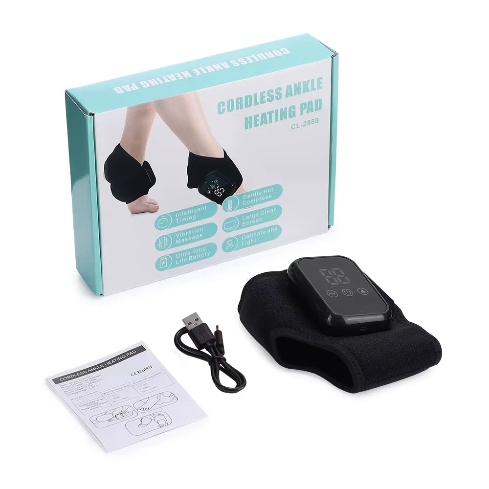 Electric Heating Ankle Guard 3 Levels Hot Compress Vibration Massage Cordless Foot Massager Ankle Joint Protection