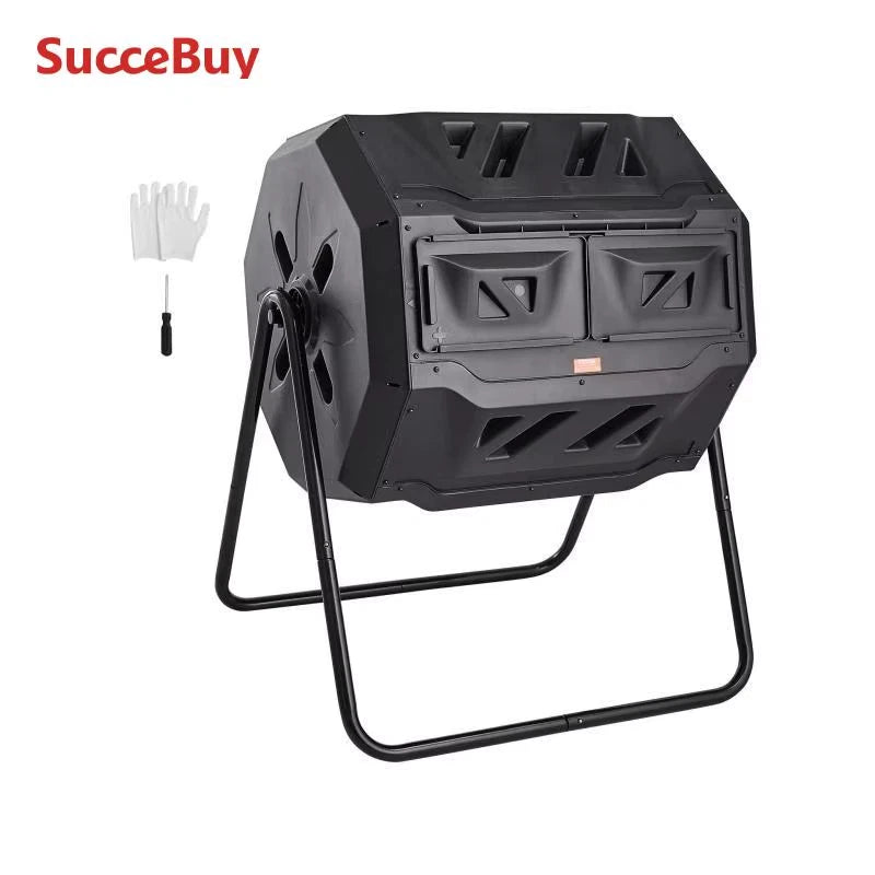 Compost Bin 18.5 Gal Dual Chamber Composting Tumbler BPA Free Composter Bin Tumbler