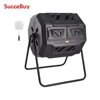 Compost Bin 18.5 Gal Dual Chamber Composting Tumbler BPA Free Composter Bin Tumbler