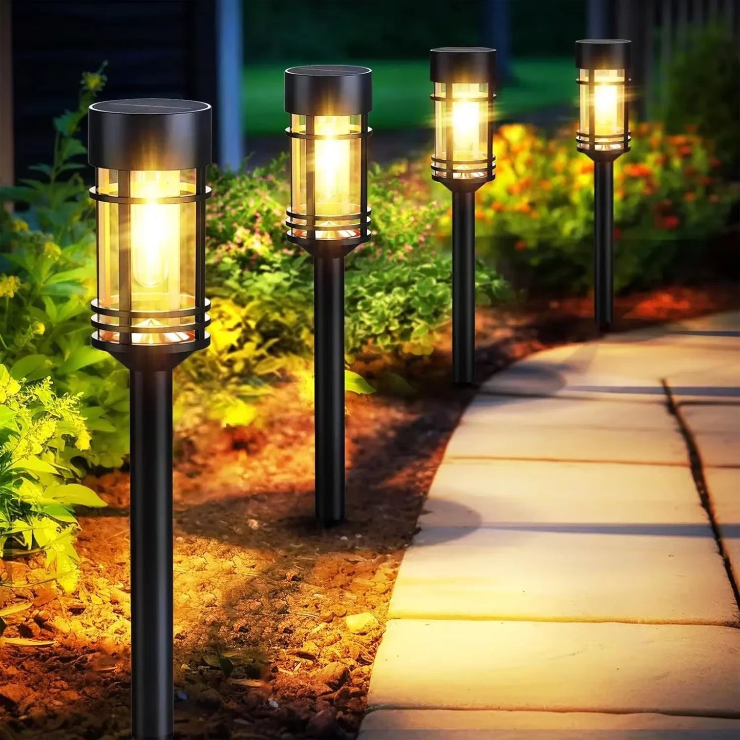 4 Sets Outdoor Solar Street Lights Waterproof Solar Landscape Lights for Yard Path Landscape