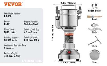 Electric Grain Mill Grinder Commercial Swing Spice Grinders for Dry Herbs Grains Spices Cereals