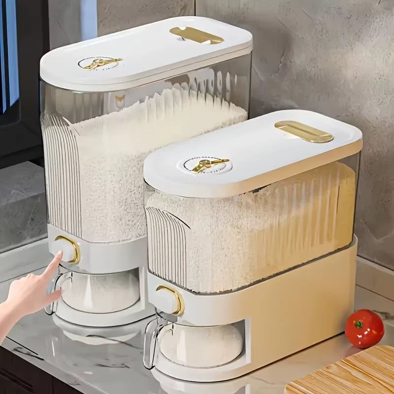 Rice Dispenser Large Pantry Storage Container With Measuring Cup & Time Markings