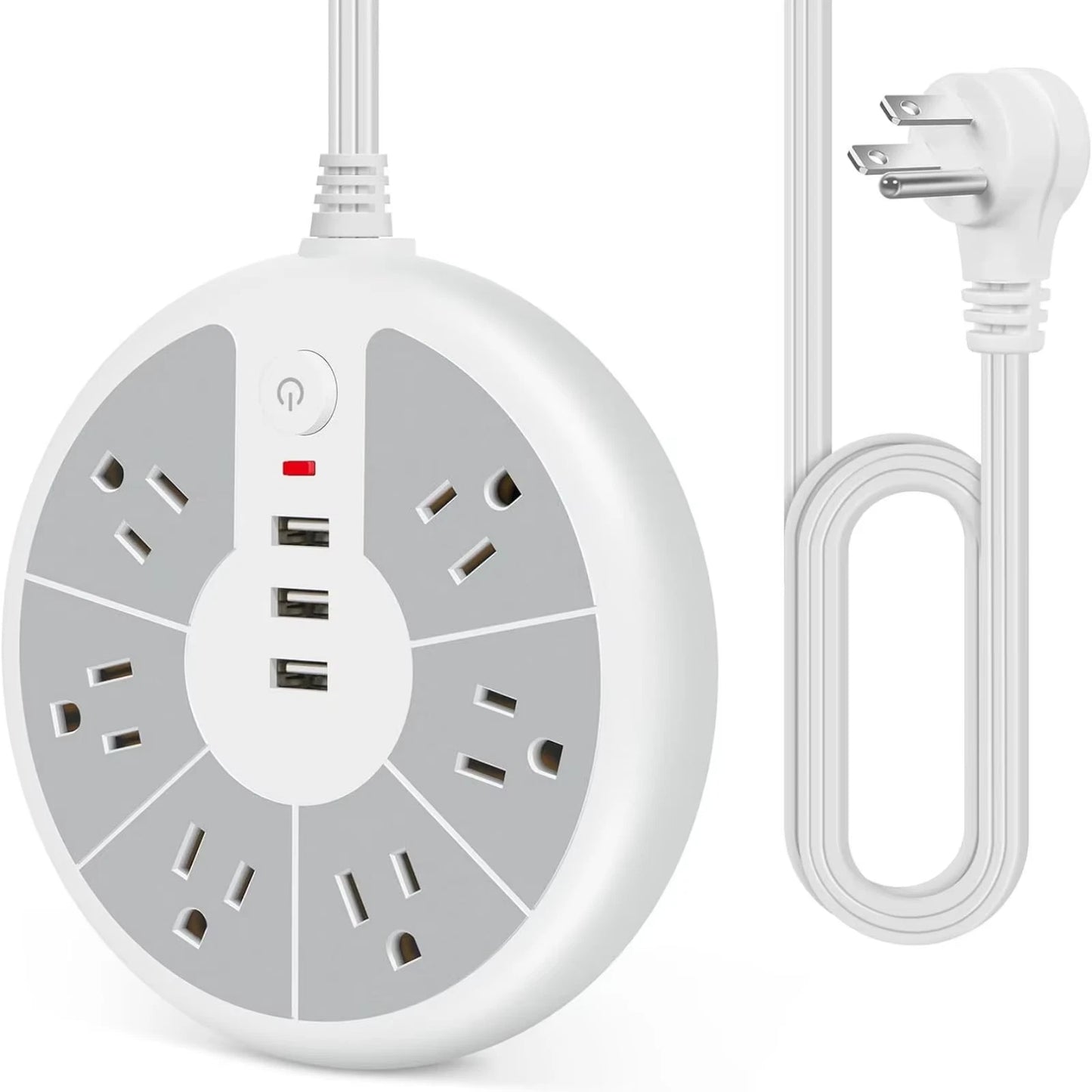 Standard Disc Power Strip with 3 USB Sockets for Office, School, Family and Other Scenes