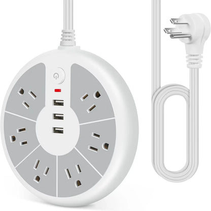 Standard Disc Power Strip with 3 USB Sockets for Office, School, Family and Other Scenes