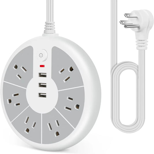 Standard Disc Power Strip with 3 USB Sockets for Office, School, Family and Other Scenes