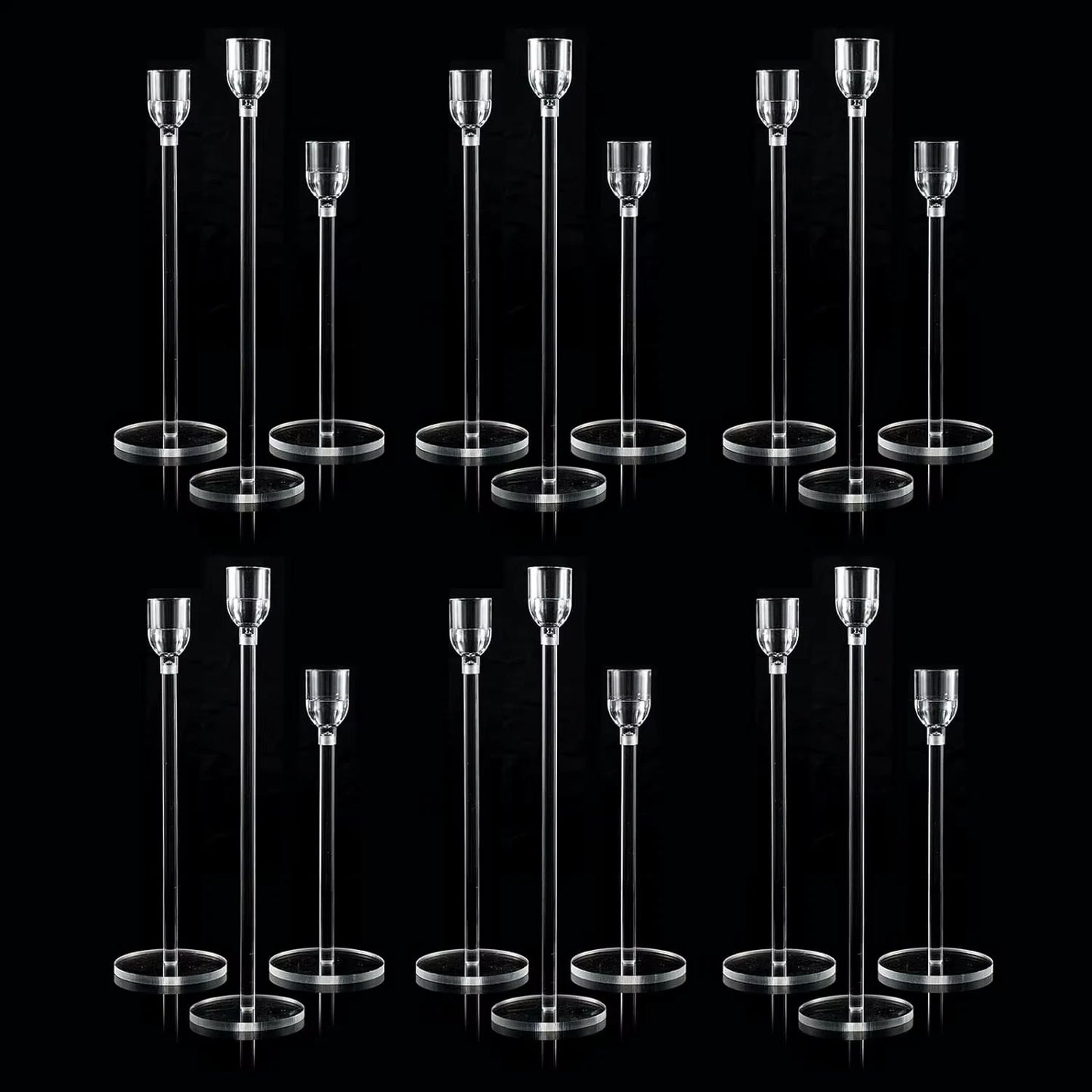 18PCs Candlestick Holder Clear Taper Candle Holders Set Candle Holders for Candlesticks Acrylic Candle