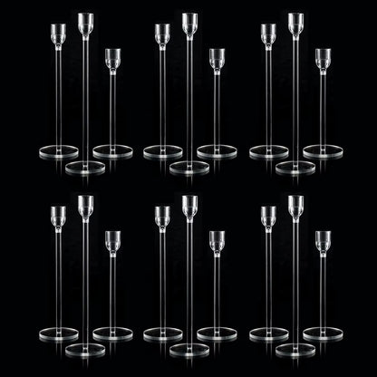 18PCs Candlestick Holder Clear Taper Candle Holders Set Candle Holders for Candlesticks Acrylic Candle