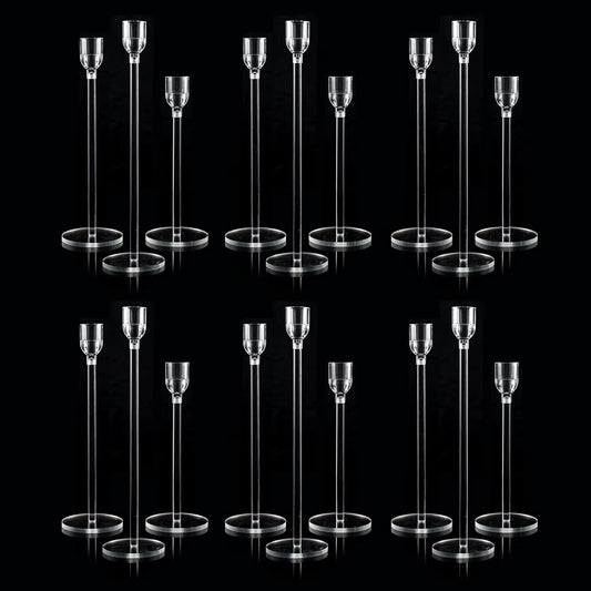 18PCs Candlestick Holder Clear Taper Candle Holders Set Candle Holders for Candlesticks Acrylic Candle