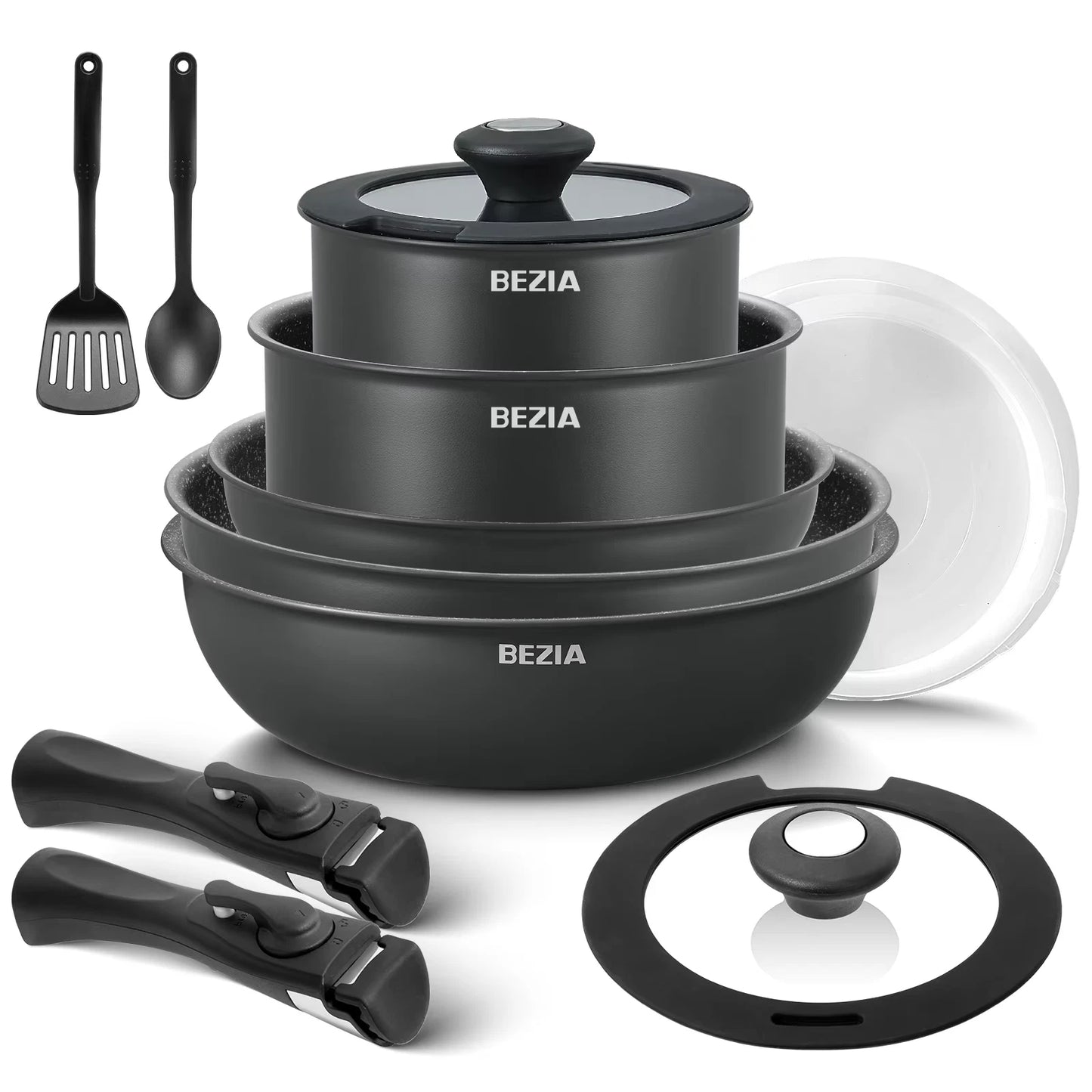 Induction Cookware Set 13 Pieces Nonstick Pots and Pans Set with Removable Handles for All Hobs