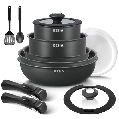 Induction Cookware Set 13 Pieces Nonstick Pots and Pans Set with Removable Handles for All Hobs