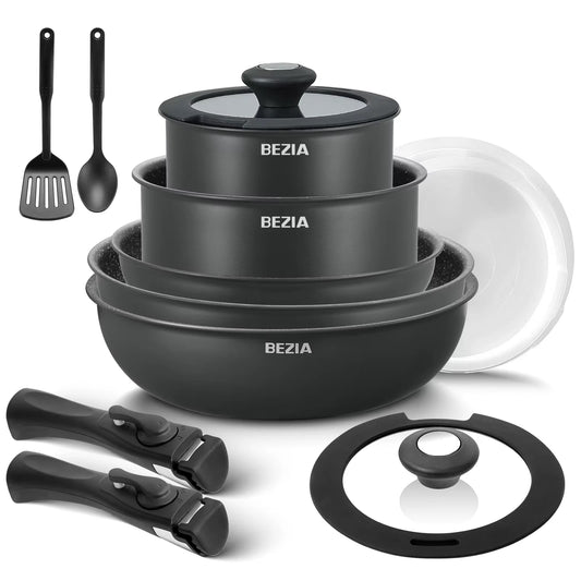 Induction Cookware Set 13 Pieces Nonstick Pots and Pans Set with Removable Handles for All Hobs