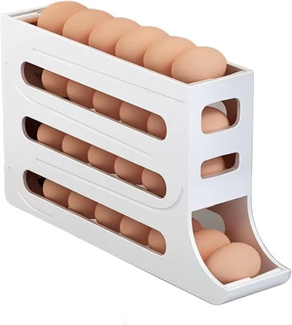 4 Tiers Egg Holder for Fridge Automatic Egg Rolling Rack 30 Eggs Storage Rack Egg Distributor for Refrigerator