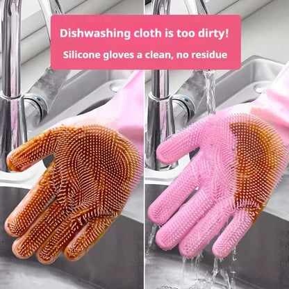 Food-Grade Silicone Gloves Oil Slip- & Heat Resistant Cleaning Gloves Durable & Easy to Clean