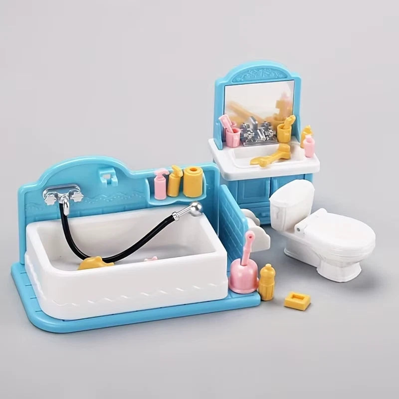 Mini Bathroom Simulation Model Scene Washbasin Room Dollhouse Miniature Decoration Furniture