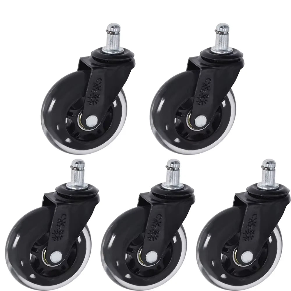 5Pcs Casters Wheels 3 Inch Swivel Rubber Wheels for Floor, Carpet, Tile 360° Smooth Rol