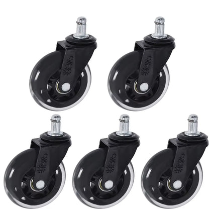 5Pcs Casters Wheels 3 Inch Swivel Rubber Wheels for Floor, Carpet, Tile 360° Smooth Rol