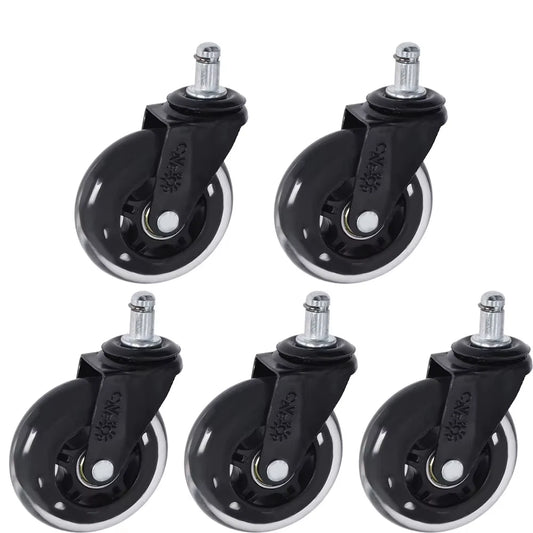 5Pcs Casters Wheels 3 Inch Swivel Rubber Wheels for Floor, Carpet, Tile 360° Smooth Rol