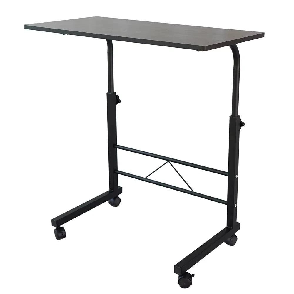 Black Pipe Rack Computer Desk Side Table Mobile Standing, Adjustable Height & Movable 60cm Particleboard with Triamine
