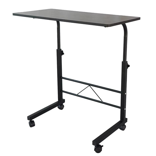 Black Pipe Rack Computer Desk Side Table Mobile Standing, Adjustable Height & Movable 60cm Particleboard with Triamine
