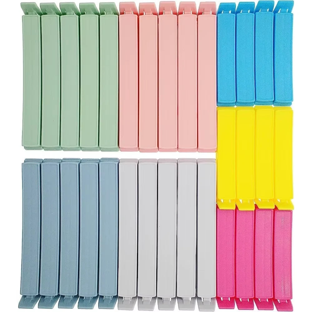 32 PCS Plastic Chip Clips for Food Packages Curved Design Sealing Bag Clips for Food Kitchen and Home