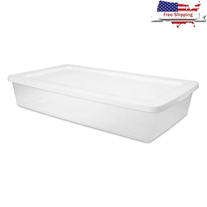 Clear Plastic Storage Bin 41 Qt Stackable Container with Snap-On Lid Ideal Clothing Organization Home