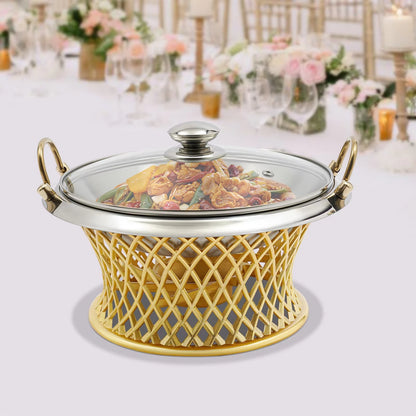 24cm/9.45in Buffet Chafing Dish Round Chafing Dish Chafing Dish With Lid BBQ Tool For Wedding Kitchen