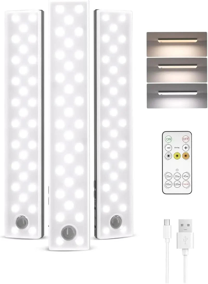Pack Under Cabinet Lighting With Charging Station Rechargeable Motion Sensor Lights 3 Color Temps