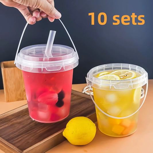 10pcs 33.81oz Large Plastic Cups with Lids & Straws Reusable Bpa-Free Beverage Tumblers for Iced Drinks