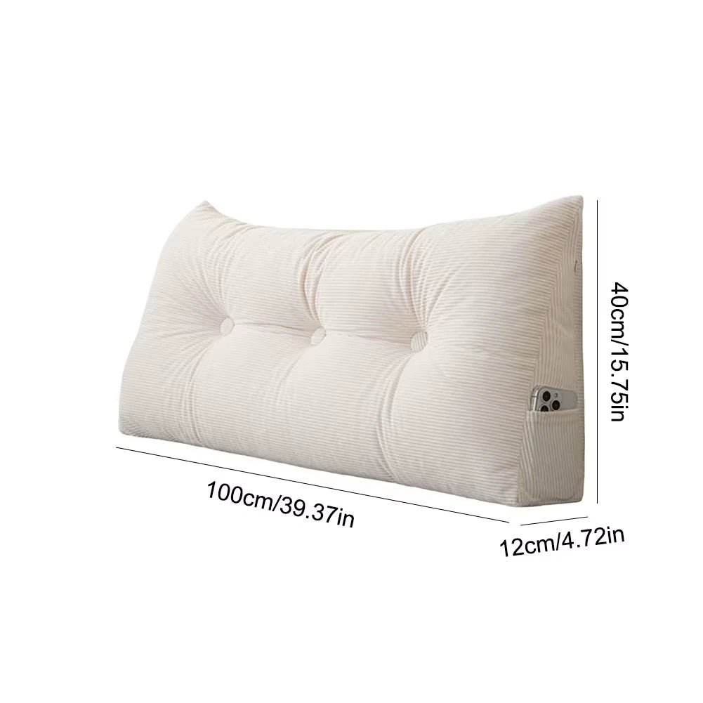 Wedge Headboard Pillow Cushion with Side Pockets Triangular Bed Wedge Pillow Cushion Reading Bolster Cushion Headrest Backrest