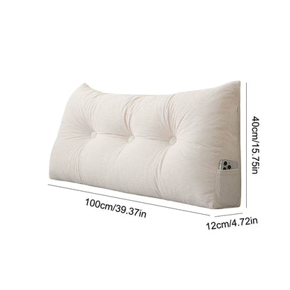 Wedge Headboard Pillow Cushion with Side Pockets Triangular Bed Wedge Pillow Cushion Reading Bolster Cushion Headrest Backrest