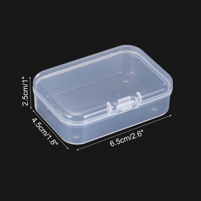 Clear Storage Box with Hinged Lid Plastic Stackable Rectangle Organizer Container for Bead Jewelry Small Item