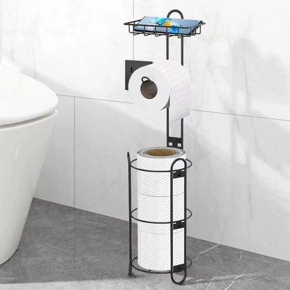 Round toilet paper holder with shelf bathroom freestanding toilet paper holder
