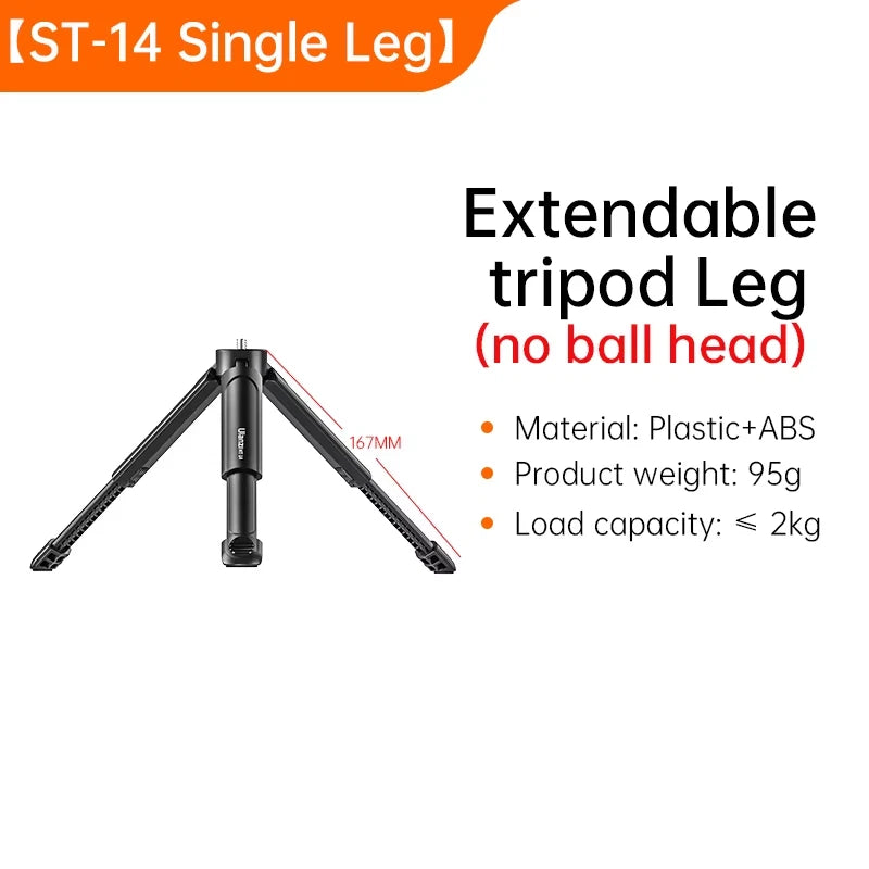 MT-14 Aluminum Alloy Tripod 2KG Load with 360° Ballhead 1/4 Screw Light Portable Vlog Kit Light Desktop