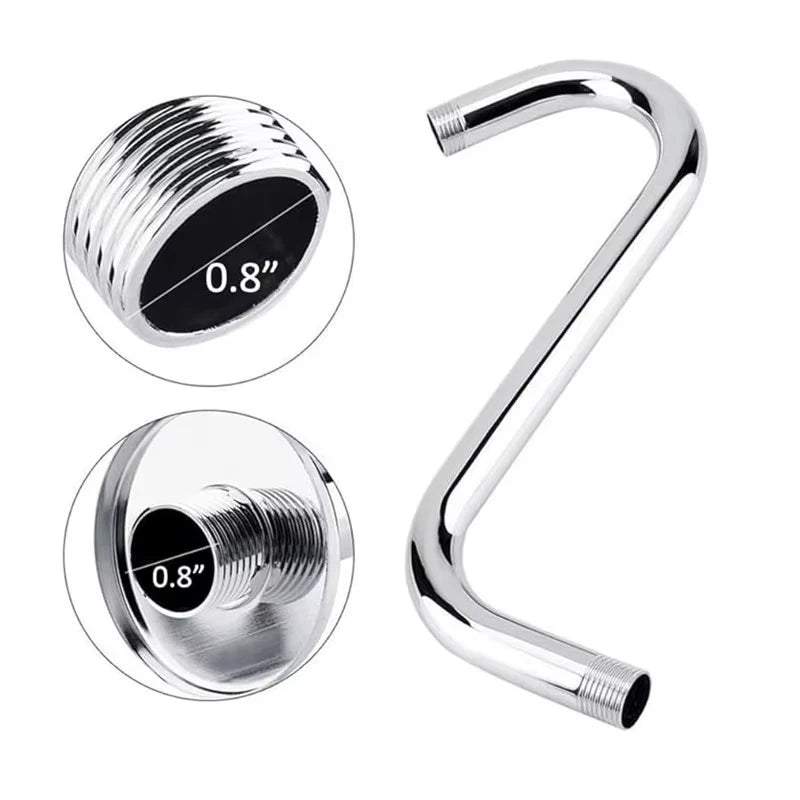 S Shaped Shower Arm Standard High Rise Shower Head Extension Pipe Shower Arm Extender Wall Mounted