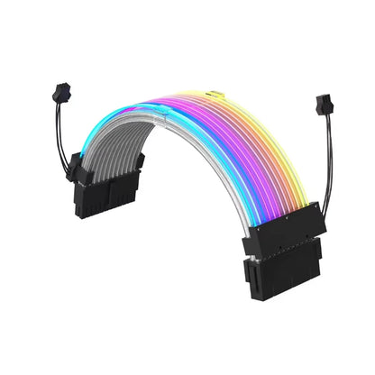 24 Pin ATX Power Supply Cable Extension 20CM Length, ARGB Sync, with Cable Combs