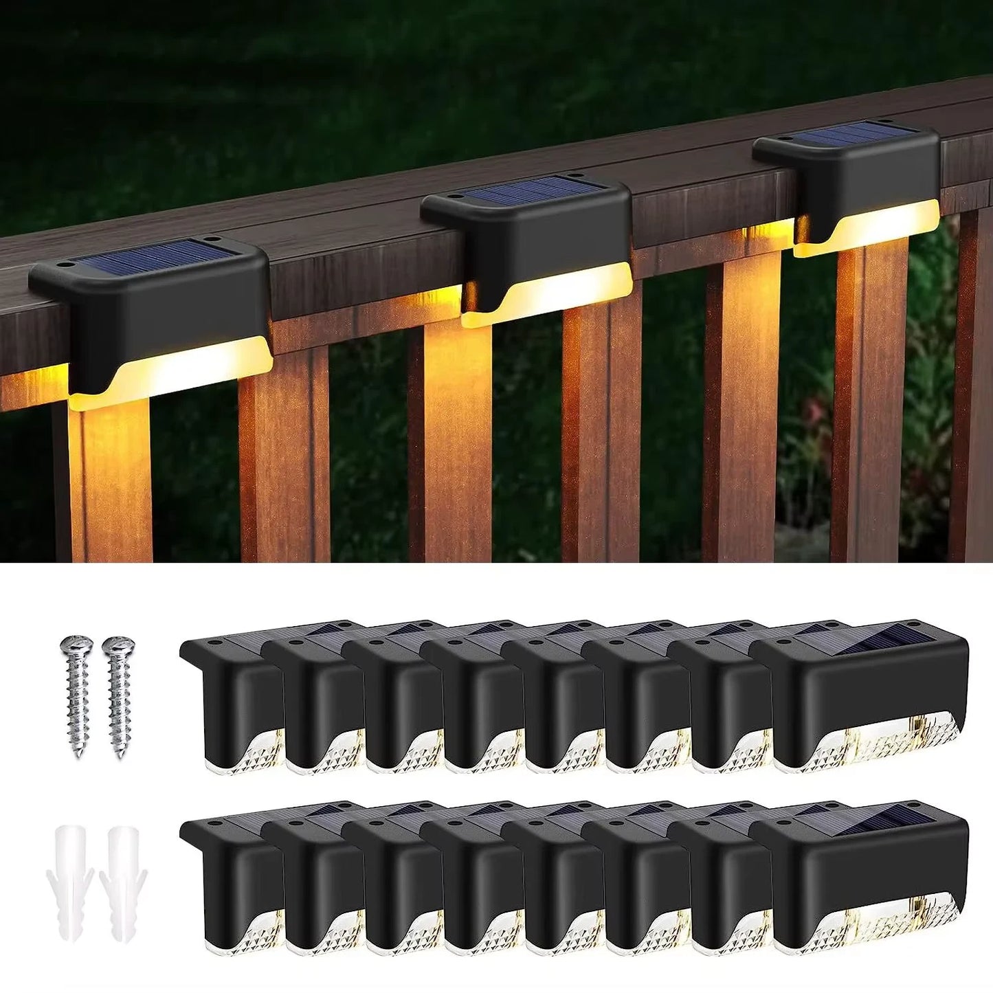 16-Pack Outdoor Solar Deck Lamp For Outdoor Stairs Steps Fences Yards Patios And Paths