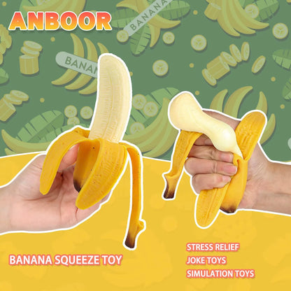 Cute Fruit Squishy Stress Balls Fidget Sensory Toy Squeeze Stress Relief Hand Toy Anti-Anxiety Banana Stretchy