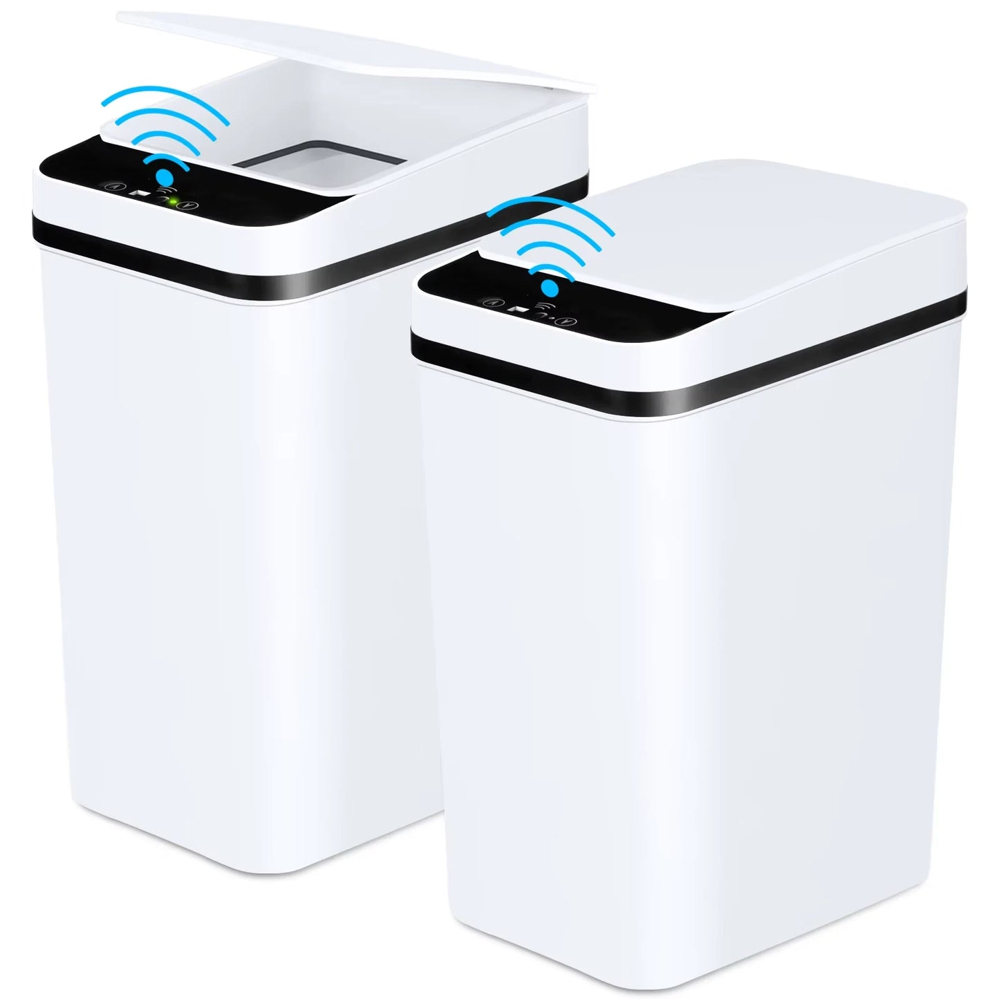 2 Pack 12L Bathroom Automatic Trash Cans Touchless Motion Sensor Slim with Lid for Bathroom Bedroom