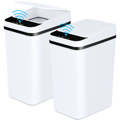 2 Pack 12L Bathroom Automatic Trash Cans Touchless Motion Sensor Slim with Lid for Bathroom Bedroom