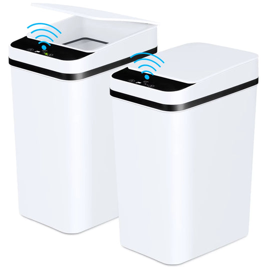 2 Pack 12L Bathroom Automatic Trash Cans Touchless Motion Sensor Slim with Lid for Bathroom Bedroom