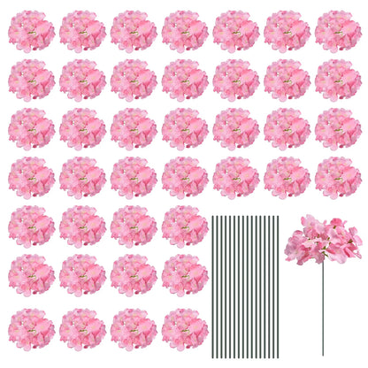 30 Set Silk Artificial Hydrangea Flowers Artificial Flowers Heads with Stems, Full Hydrangea Flowers