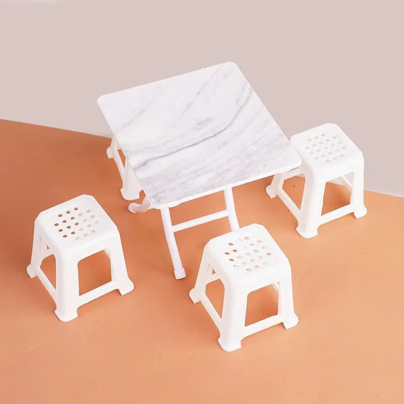 Dollhouse Mini Furniture Set Simulation Table And Chairs Model For Dolls Decor