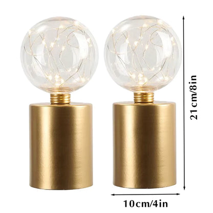 2Pcs Gold Table Lamp Battery Powered Lamps Cordless Lamp Light for Living Room Bedroom Weddings