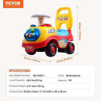 Toddler Ride On Push Car Sit to Stand Kids Ride On Toy Car with Music Steering Wheel Seat Storage