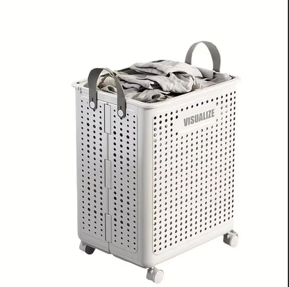 66.5L Foldable Laundry Basket with Wheels XL Collapsible Storage Bin for Clothes Toys Bathroom