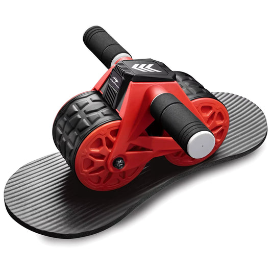 Ab Wheel Roller Automatic Rebound with Knee Pad Mat Core Muscle Ab Trainer with Intelligent Display