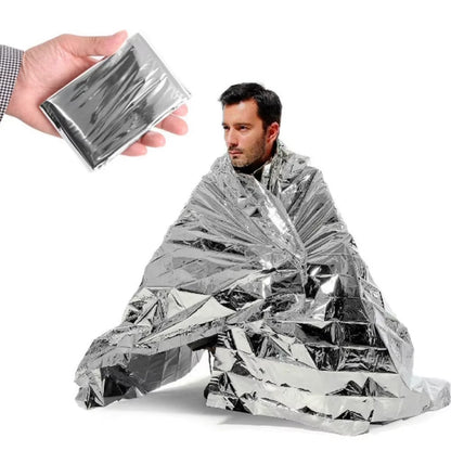 Keeps You Warm 130x210cm Foil Mylar Thermal Blanket Silver Foil Blanket Retain Body Heat Emergency Supplies